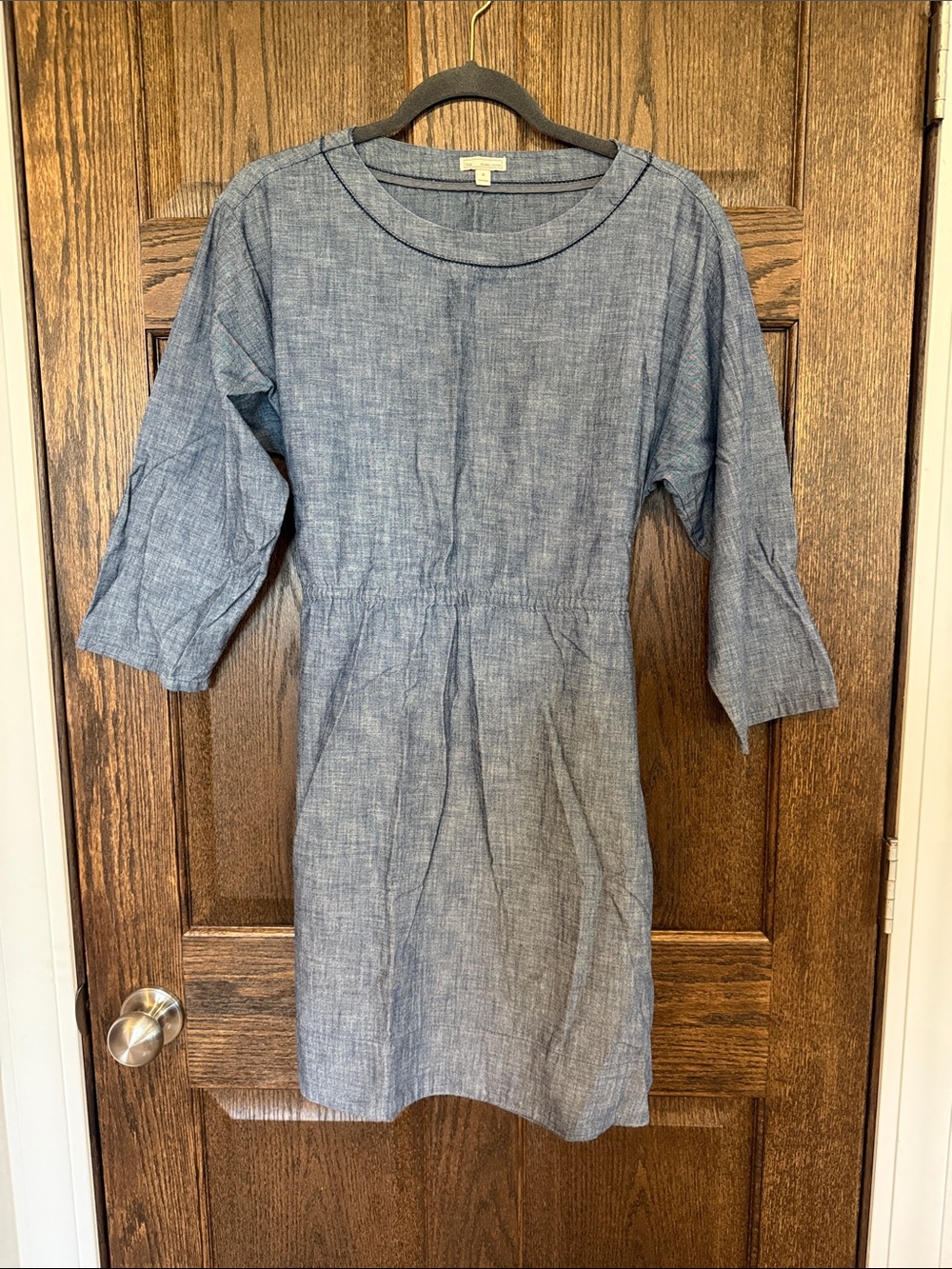 GAP Light Chambray Blue Mini Dress 3/4 Sleeve Size 8